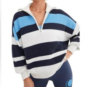 Aerie chunky knit collared pullover quarter zip oversized sweater xs